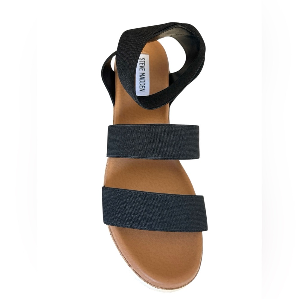 Steve Madden platform Sandals Black Elastic straps size 9M